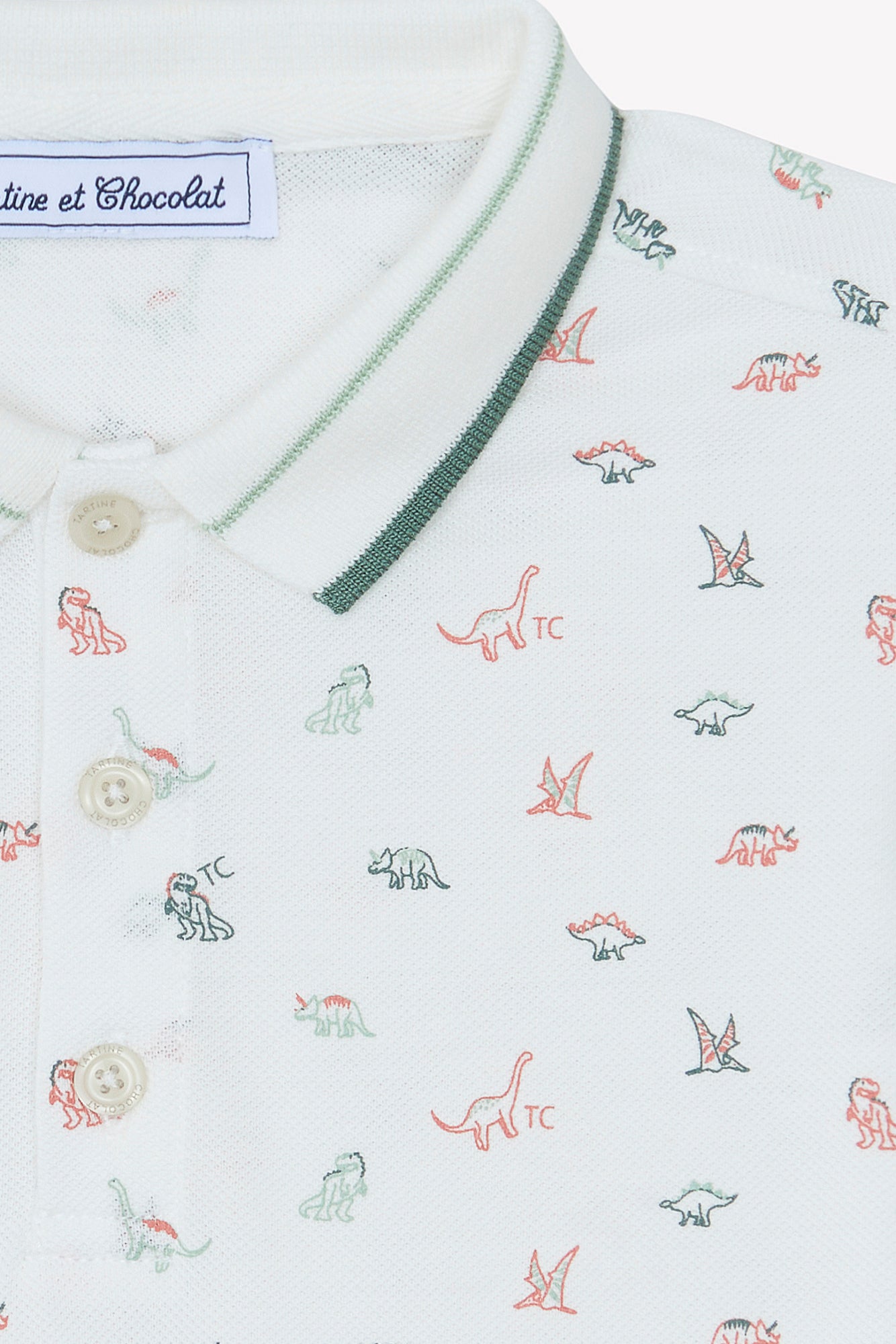 Poloshirt - Ecru DruckDinosaurier