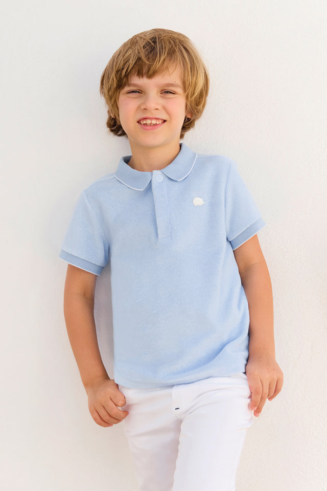 Poloshirt - Blau Igel aus Wolkenbaumwolle - Image principale