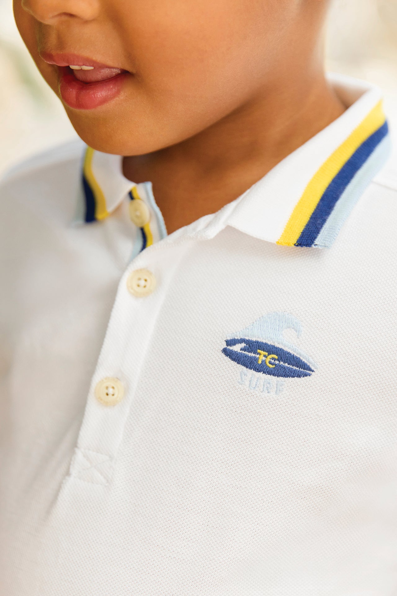 Poloshirt -  Weiss Baumwolle am Meer