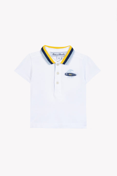 Poloshirt -  Weiss Baumwolle am Meer - Image principale