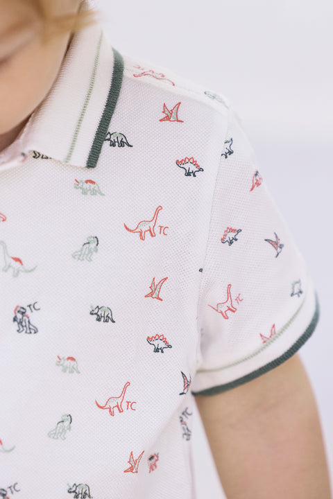 Polo - Ecru coton dinosaure - Image principale