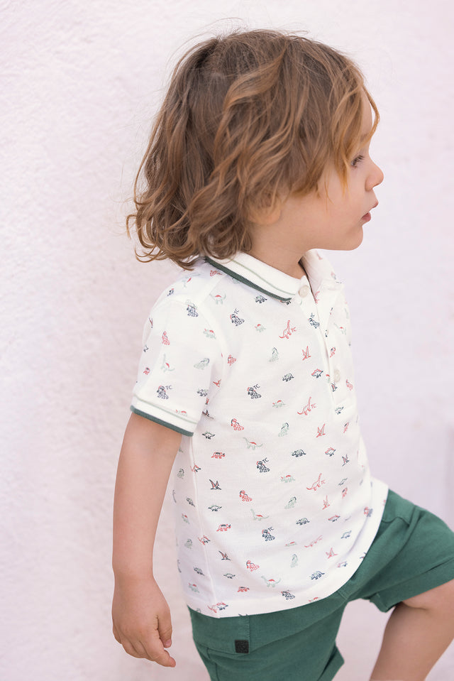 Polo - Ecru coton dinosaure - Image principale