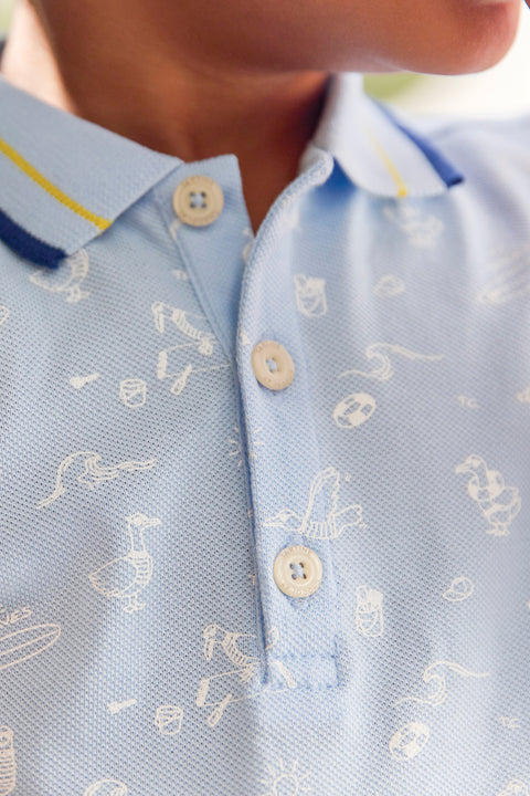 Poloshirt - Blau klare Wolke DruckMeer - Image principale