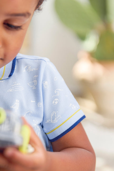 Poloshirt - Blau klare Wolke DruckMeer - Image principale