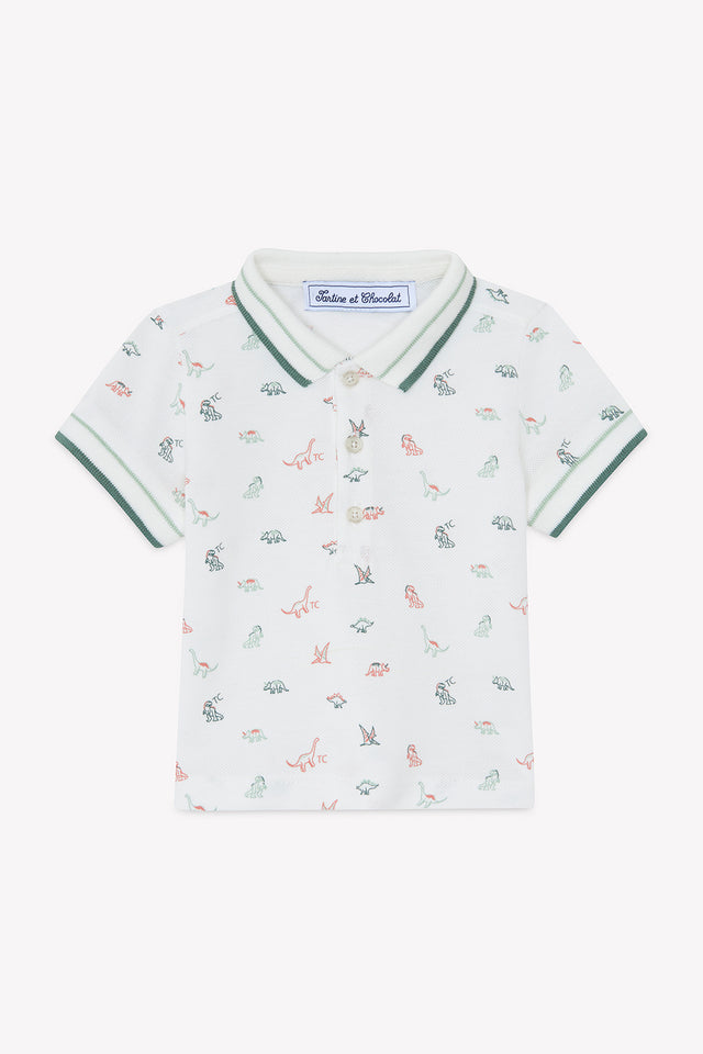 Poloshirt - Ecru dinosaurus - Image principale