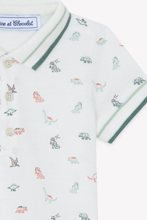 Poloshirt - Ecru dinosaurus - Image principale