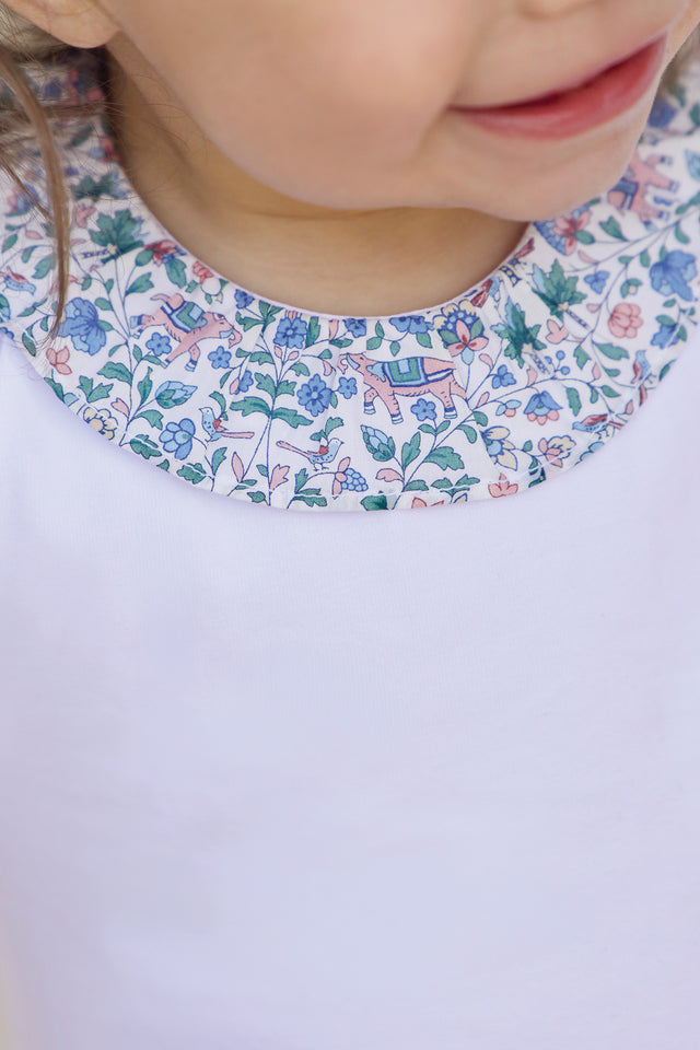 Body - Blanc col bleu imprimé tissu liberty - Image principale