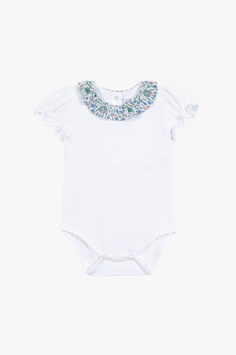 Body - Blanc col bleu imprimé tissu liberty - Image principale