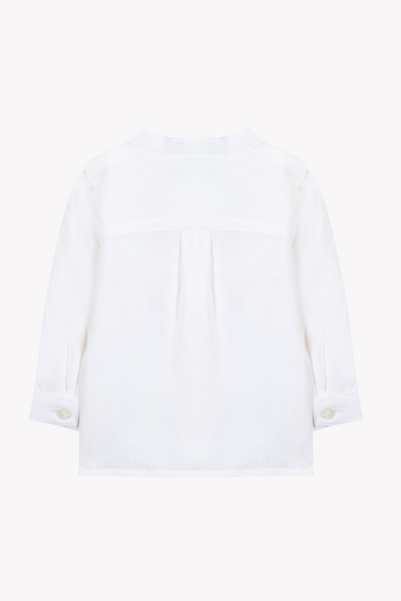 Shirt - Weiss Leinen Stehkragen