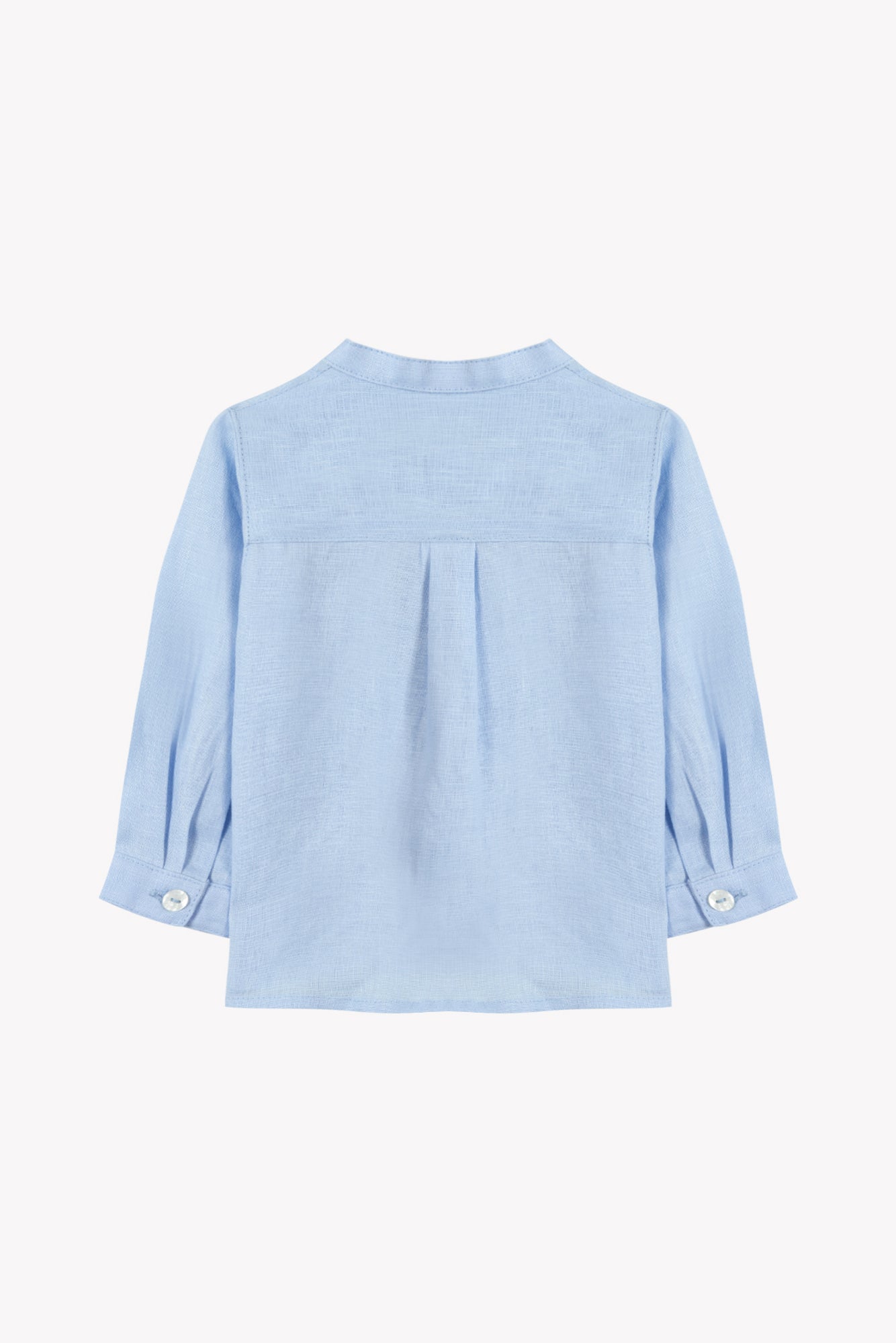 Shirt - Blau Wolke Leinen Stehkragen