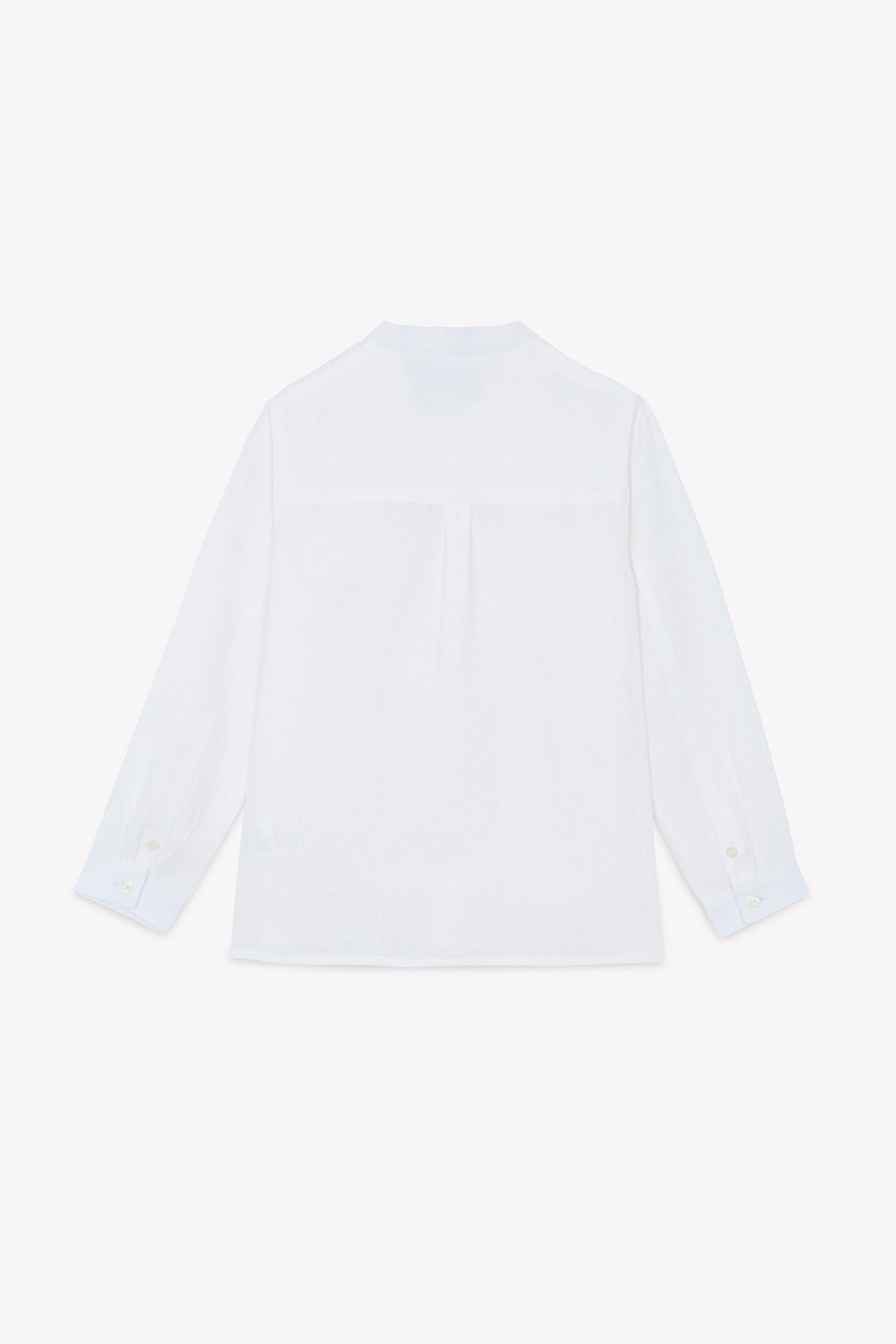 Shirt - Weiss Leinen Stehkragen