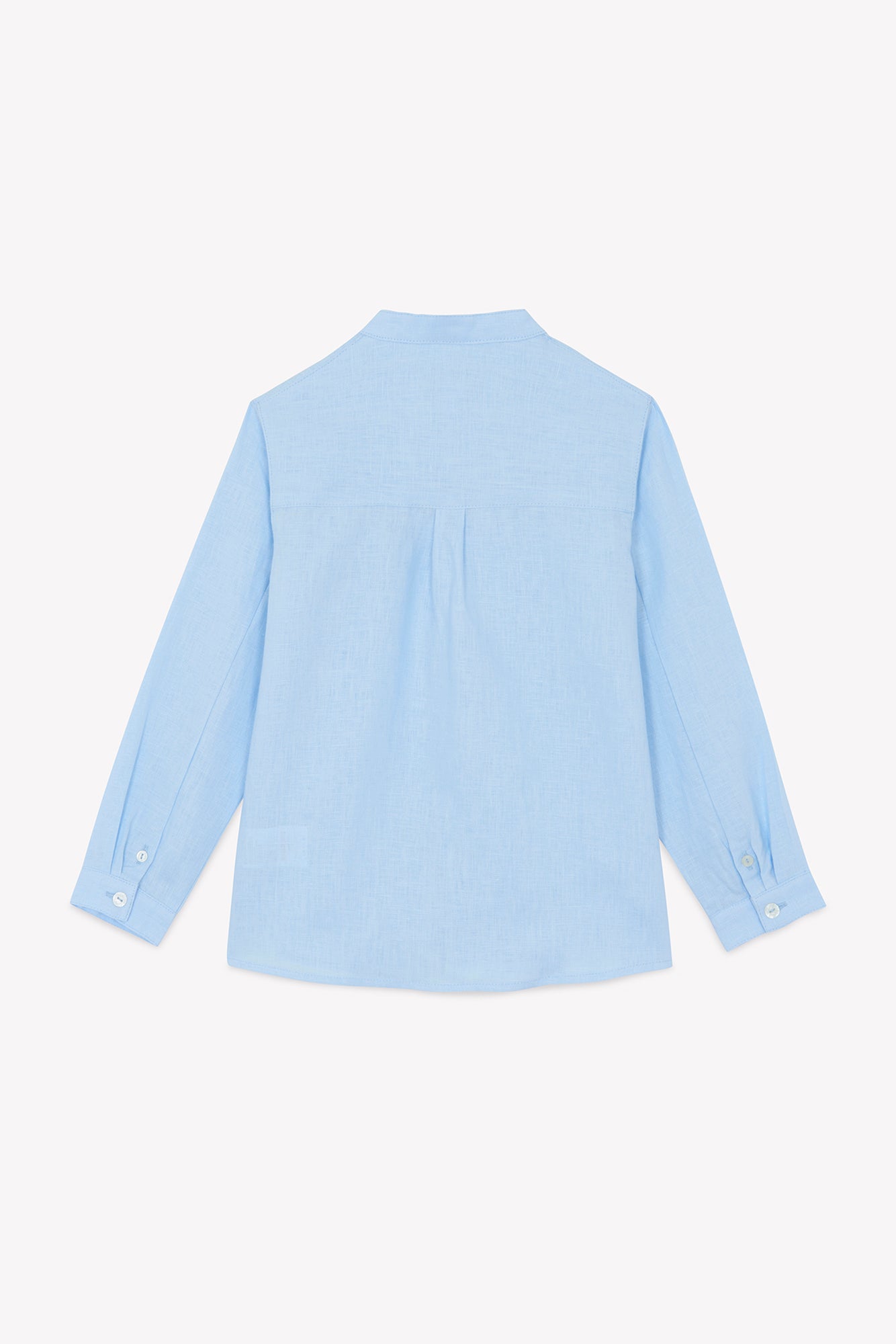 Shirt - Blau Wolke Leinen Stehkragen