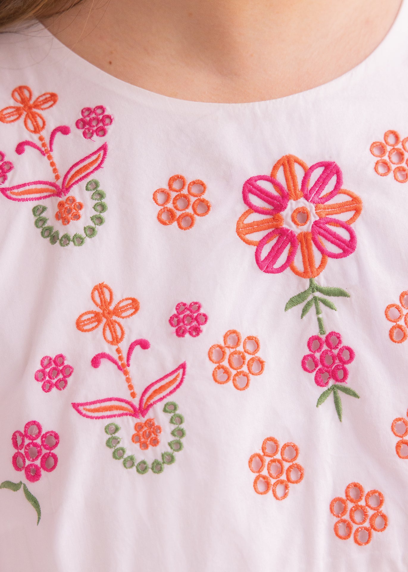 Blouse Femme - Blanc coton brodé