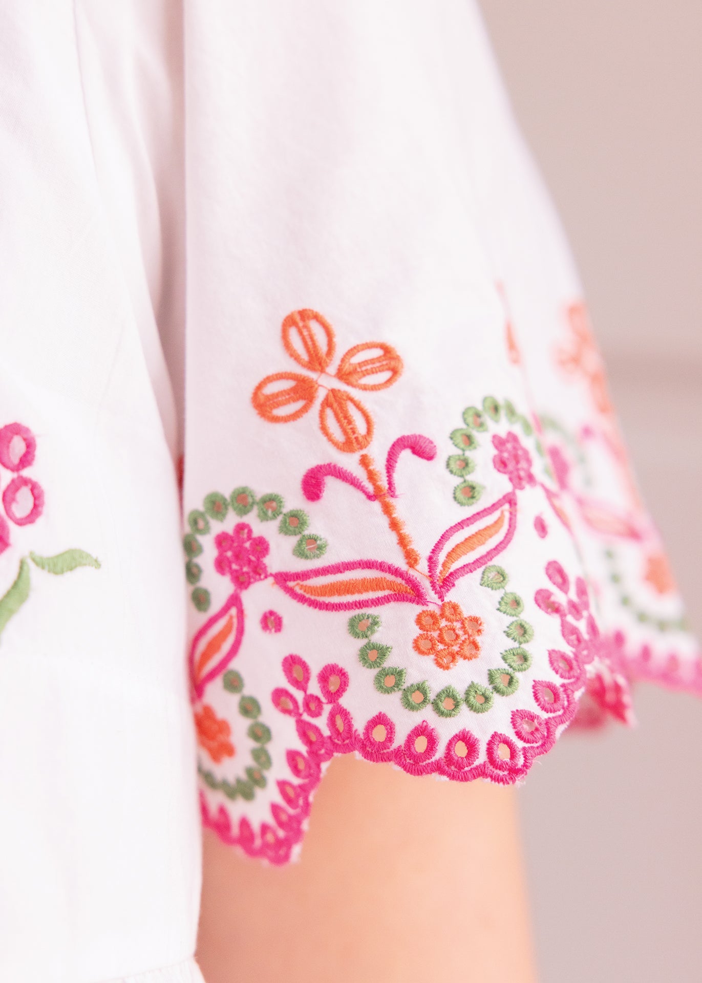 Blouse Femme - Blanc coton brodé