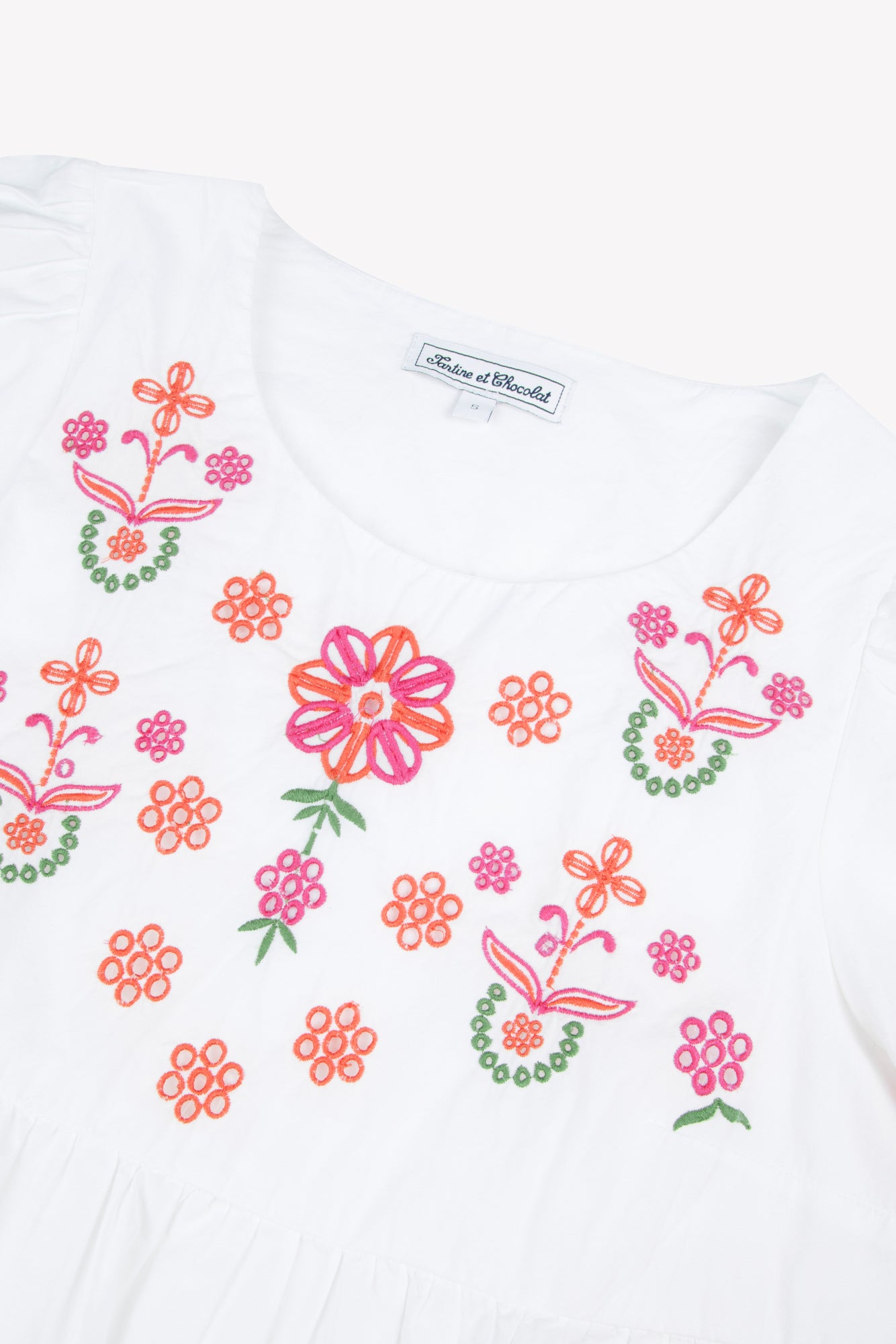 Blouse Femme - Blanc coton brodé