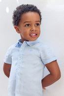 Shirt - Blau Wolke Leinen TC Monogramm