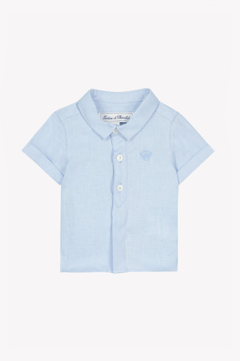 Shirt - Blau Wolke Leinen TC Monogramm - Image principale