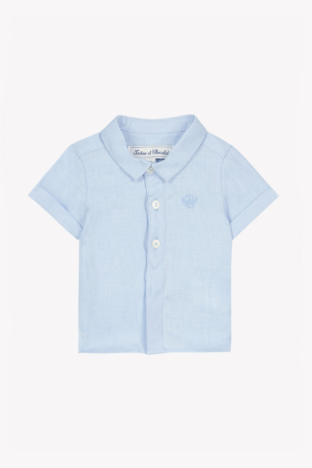 Chemise - Bleu nuage lin monogramme TC - Image principale