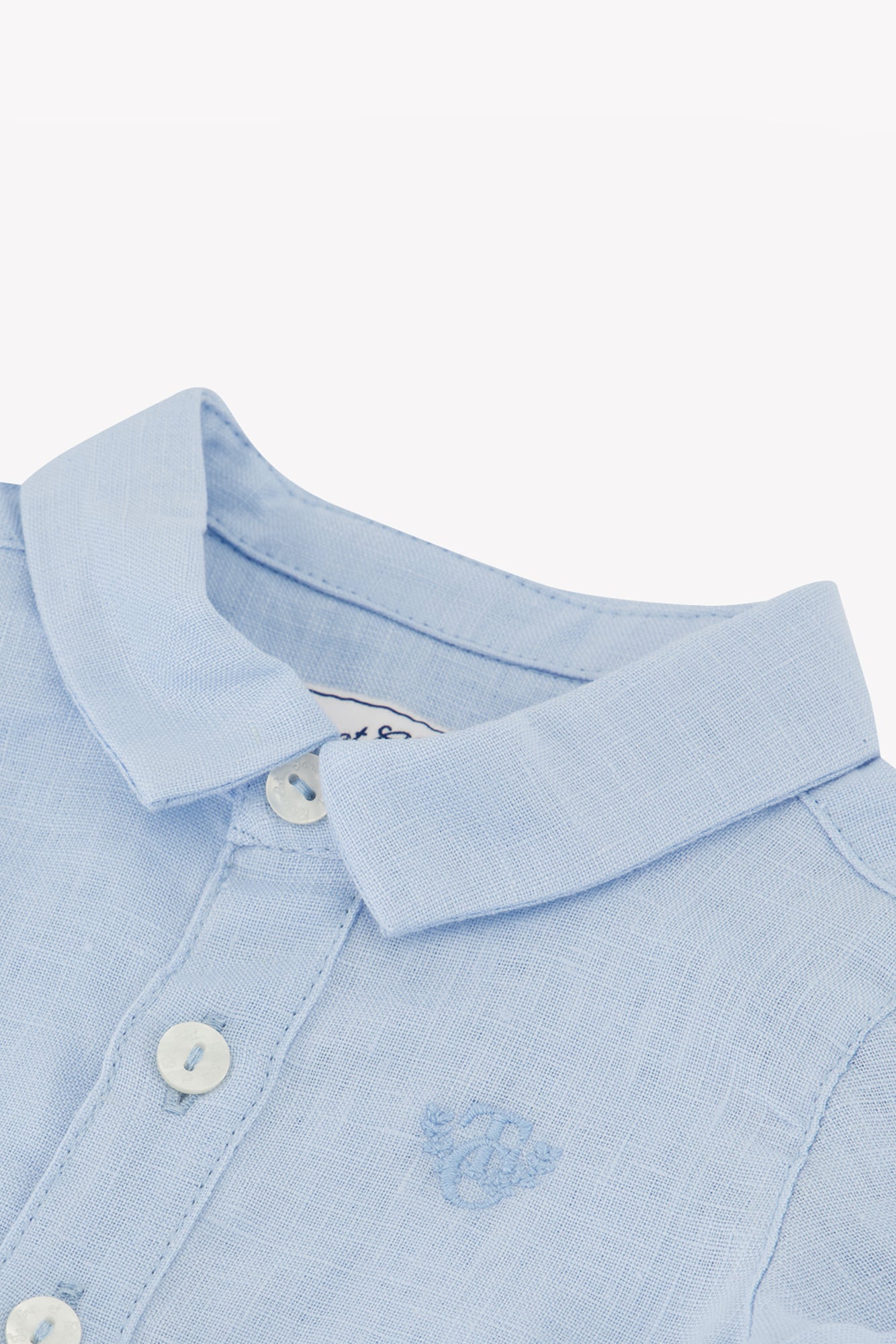 Shirt - Blau Wolke Leinen TC Monogramm