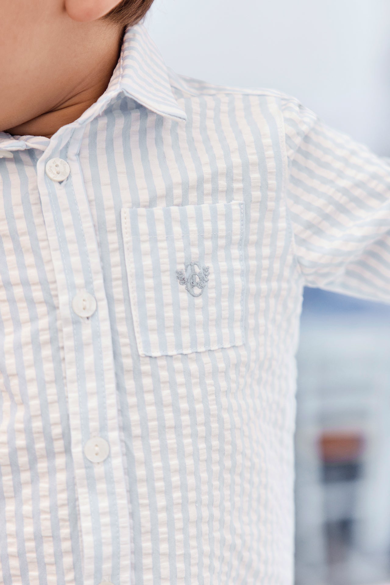 Shirt - Blau Wolkenbaumwolle Streifens