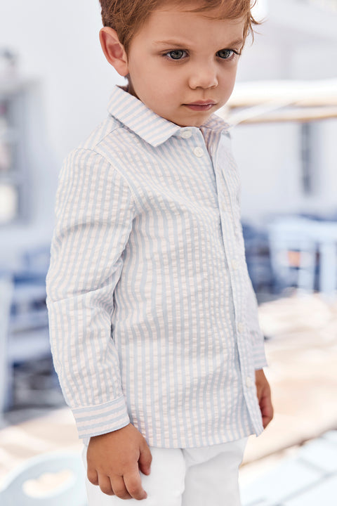 Camicia - Blu cotone nuvola Righe - Image principale