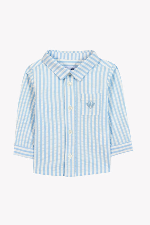 Chemise - Bleu nuage coton rayures - Image principale
