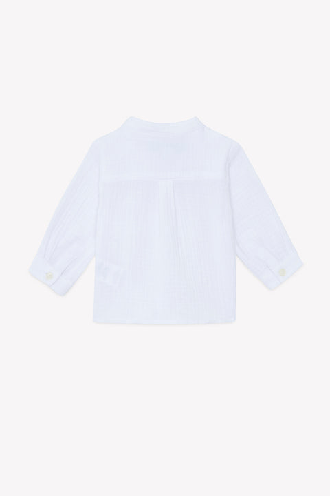 Shirt - Weiss Baumwolle Stehkragen - Image principale