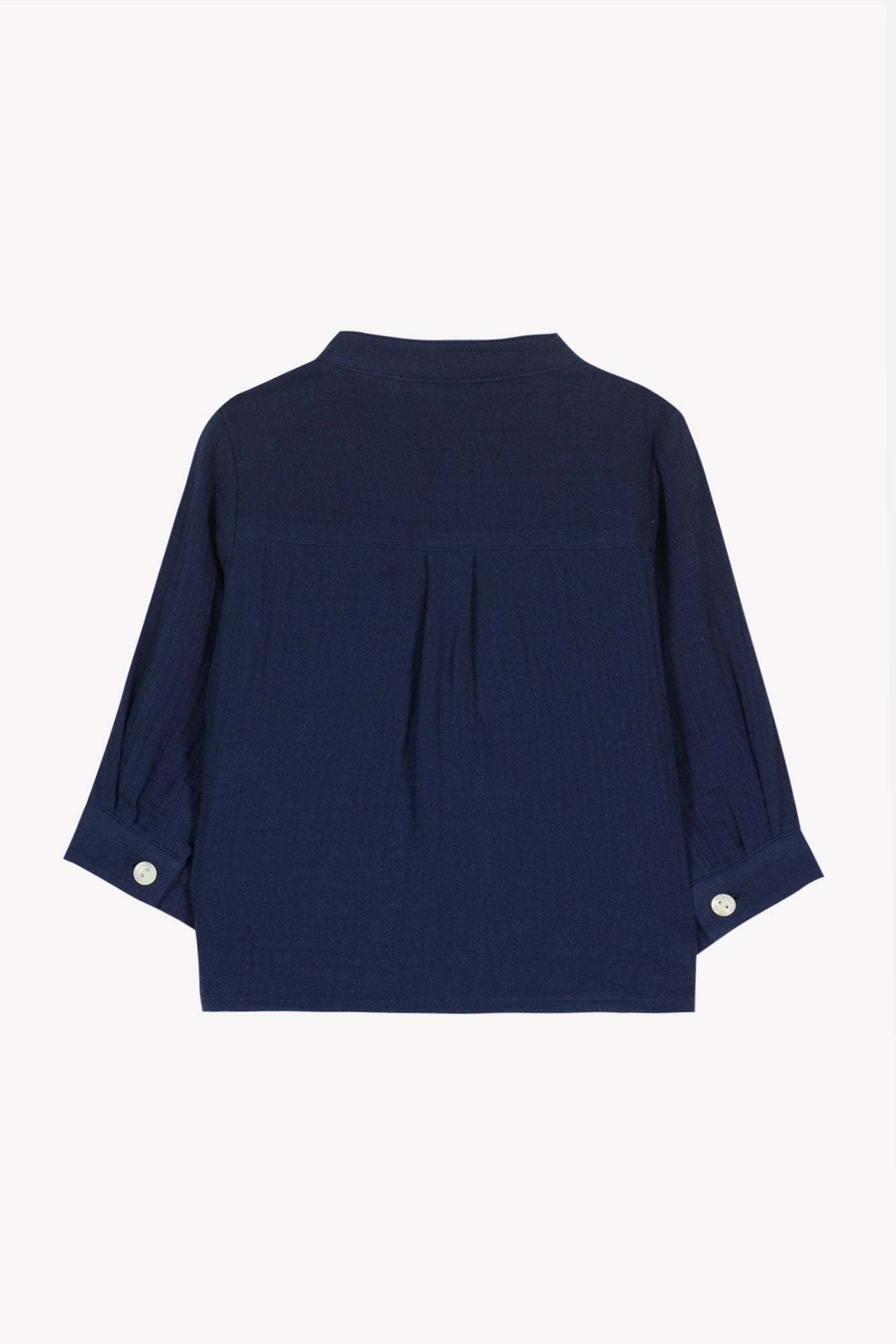 Shirt - Marineblau Baumwolle Stehkragen