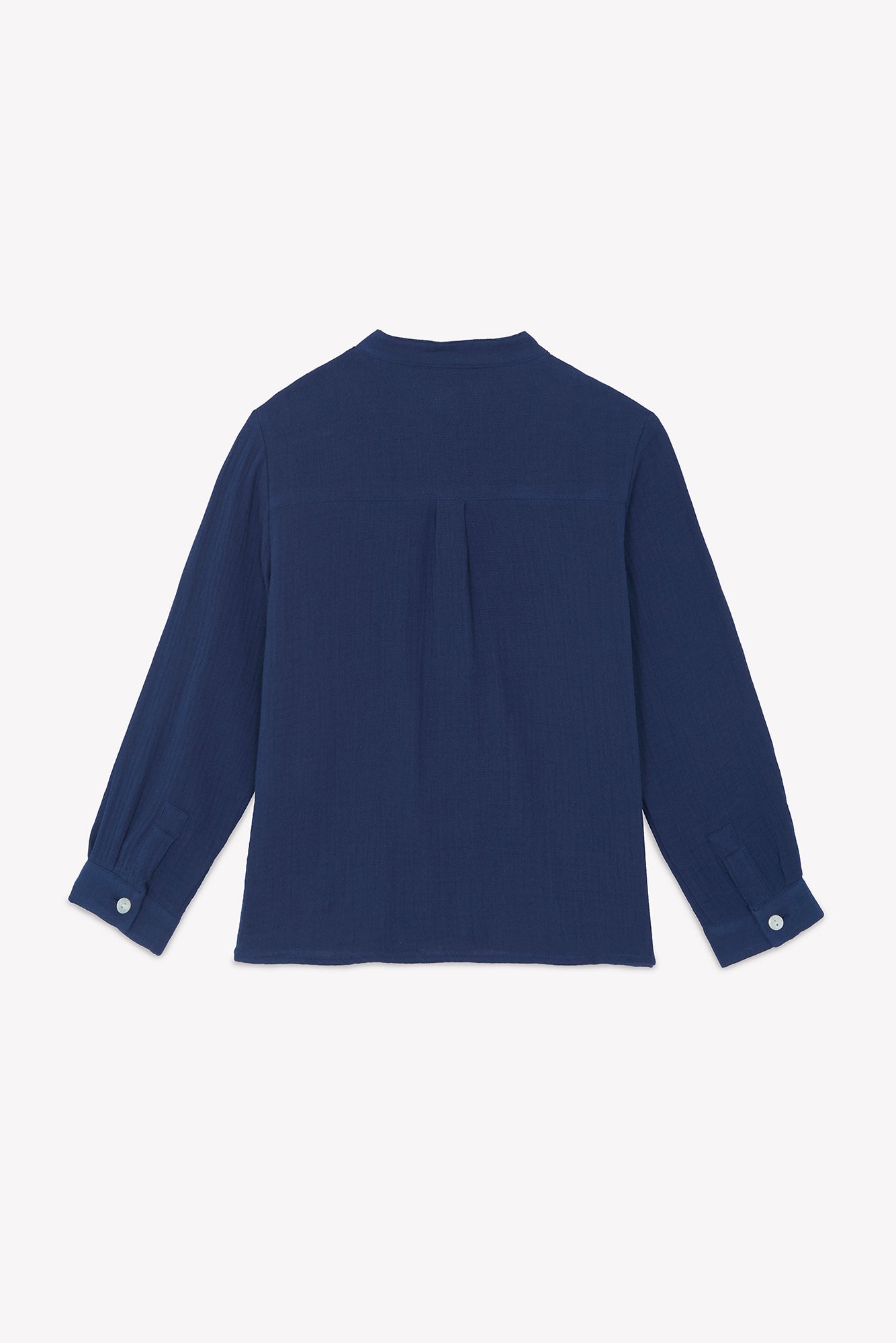 Shirt - Marineblau Baumwolle Stehkragen