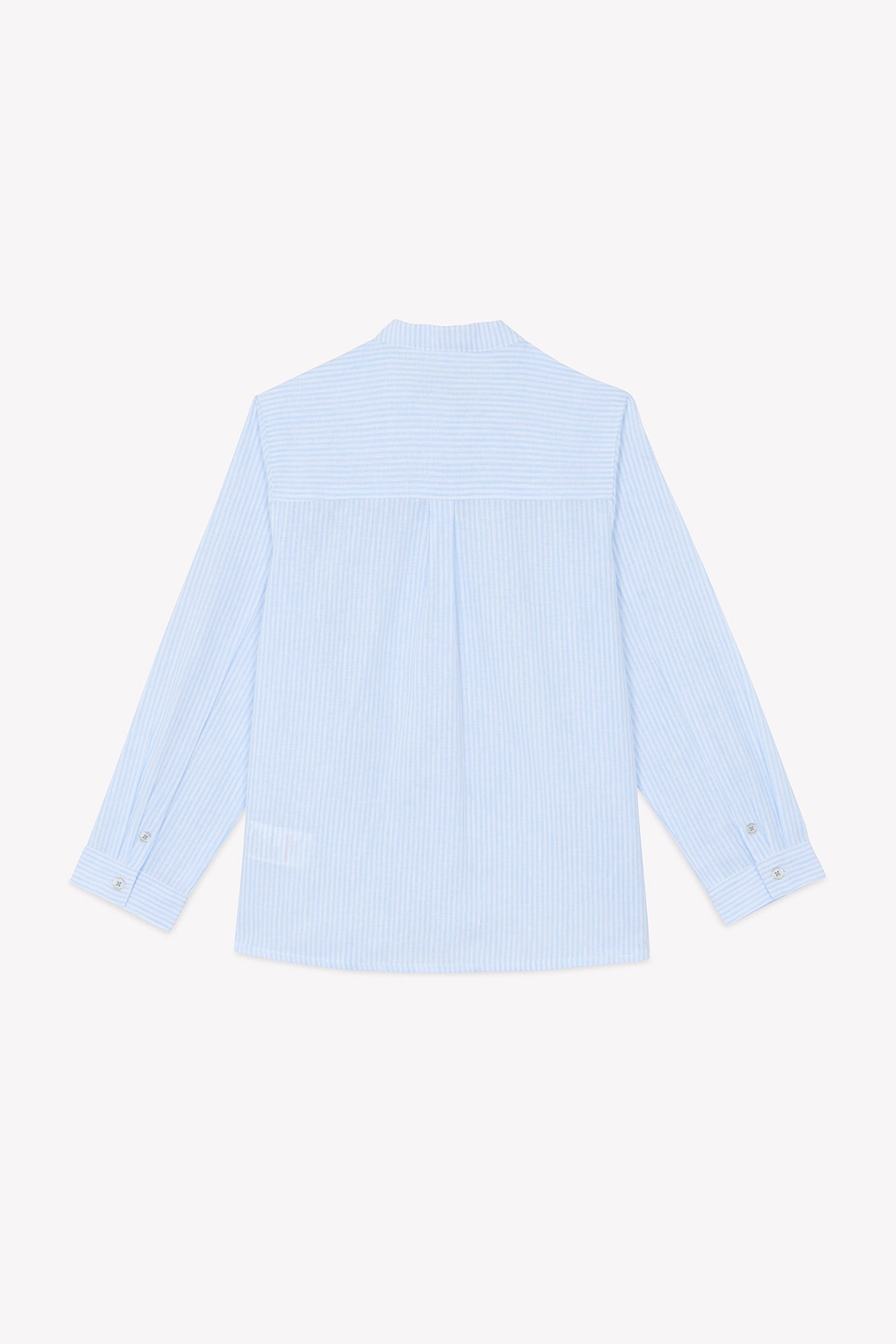 Shirt - Blau Wolke Leinen Stehkragen