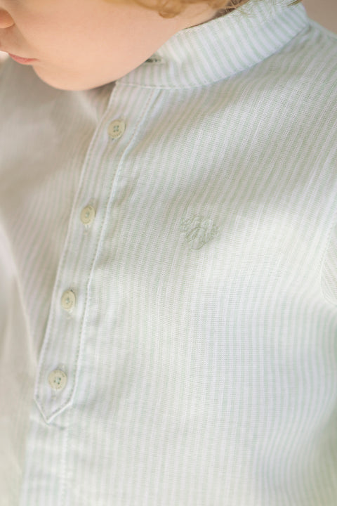 Camicia - Salvia di lino Righe - Image principale