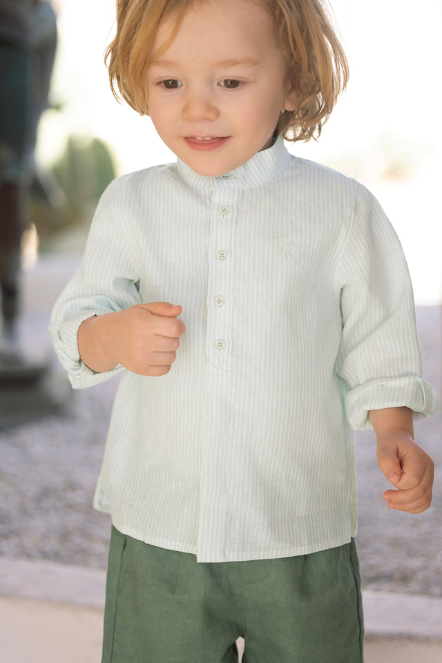 Camicia - Salvia di lino Righe - Image principale