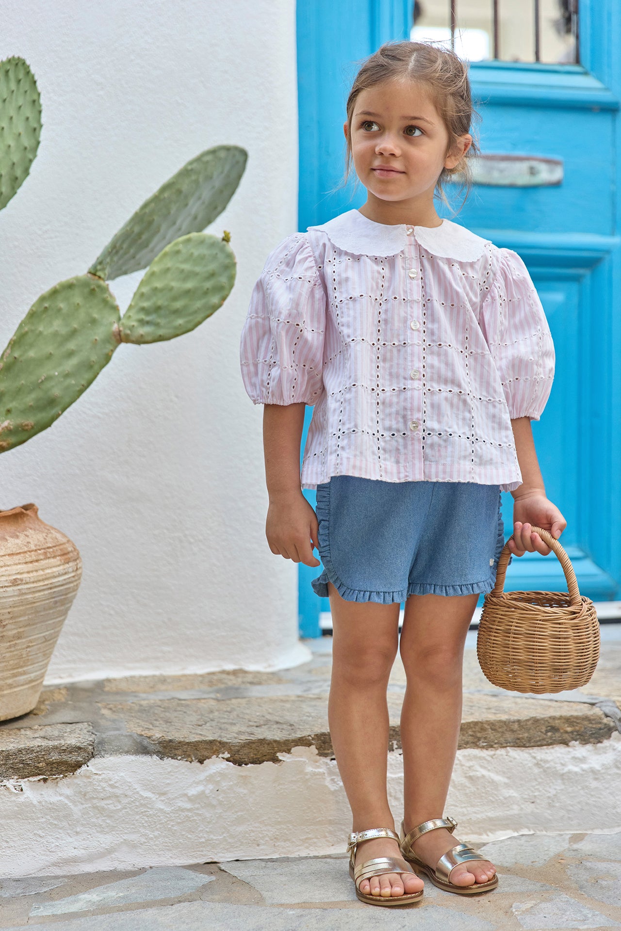 Tuniek - Roze katoen Streeps