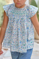 Bluse - Blau Baumwolle DruckStoff Liberty