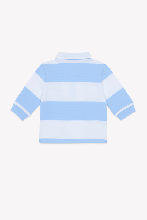 Polo - Bleu coton rayures Bleu nuage - Image principale