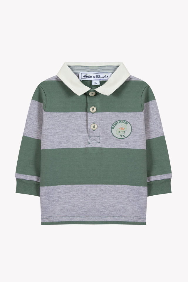 Polo - Kaki coton rayures - Image principale