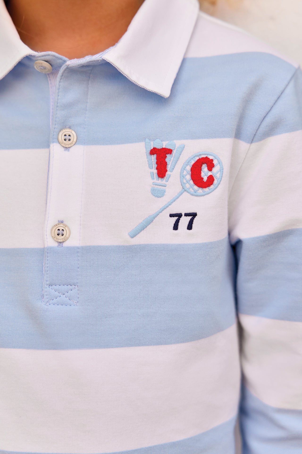 Polo- Blauw wolk katoen Puntige kraag