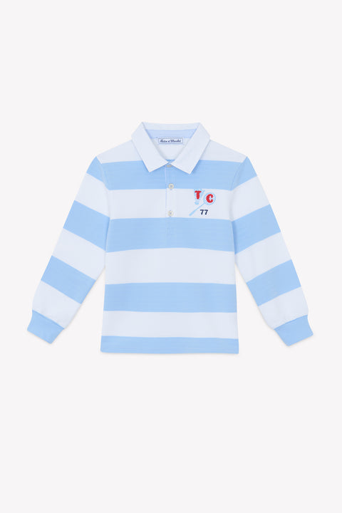 polo- Azul nube de algodon Cuello plano - Image principale