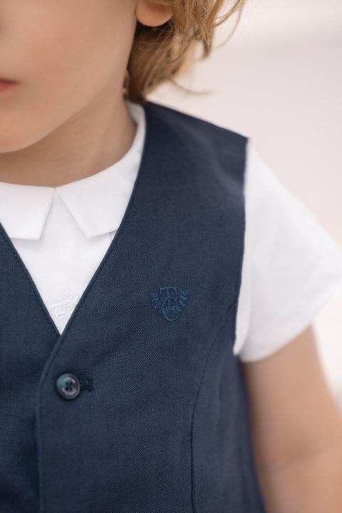 Chaqueta - Azul marino Lino Ceremonia - Image principale