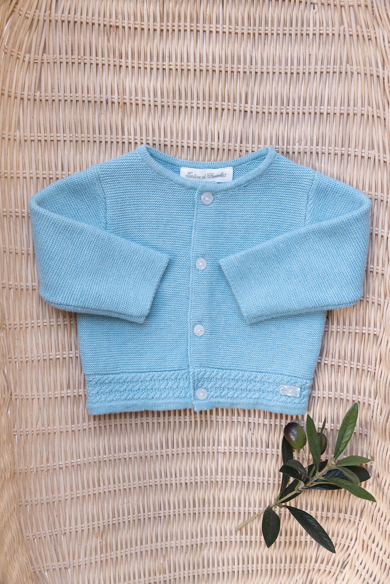 Strickjacke - Blau Horizont-Heide-Baumwolle
