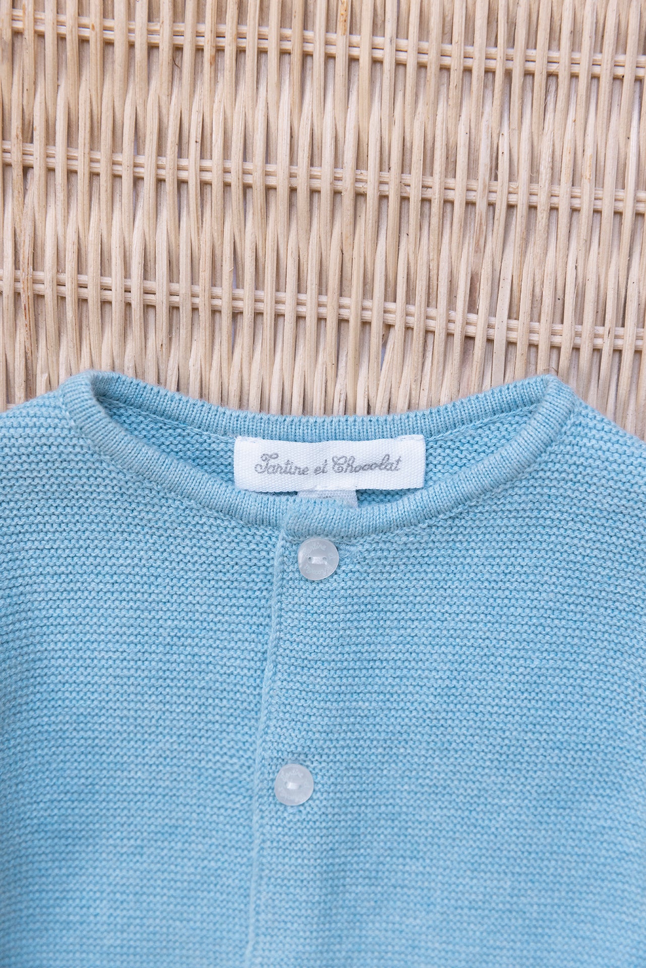 Strickjacke - Blau Horizont-Heide-Baumwolle