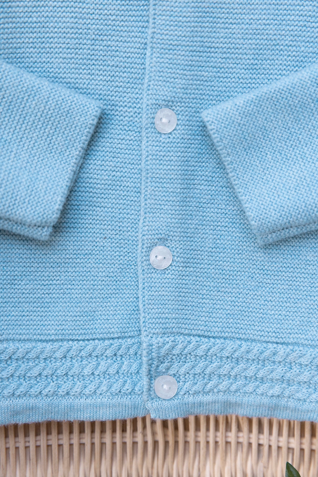 Strickjacke - Blau Horizont-Heide-Baumwolle