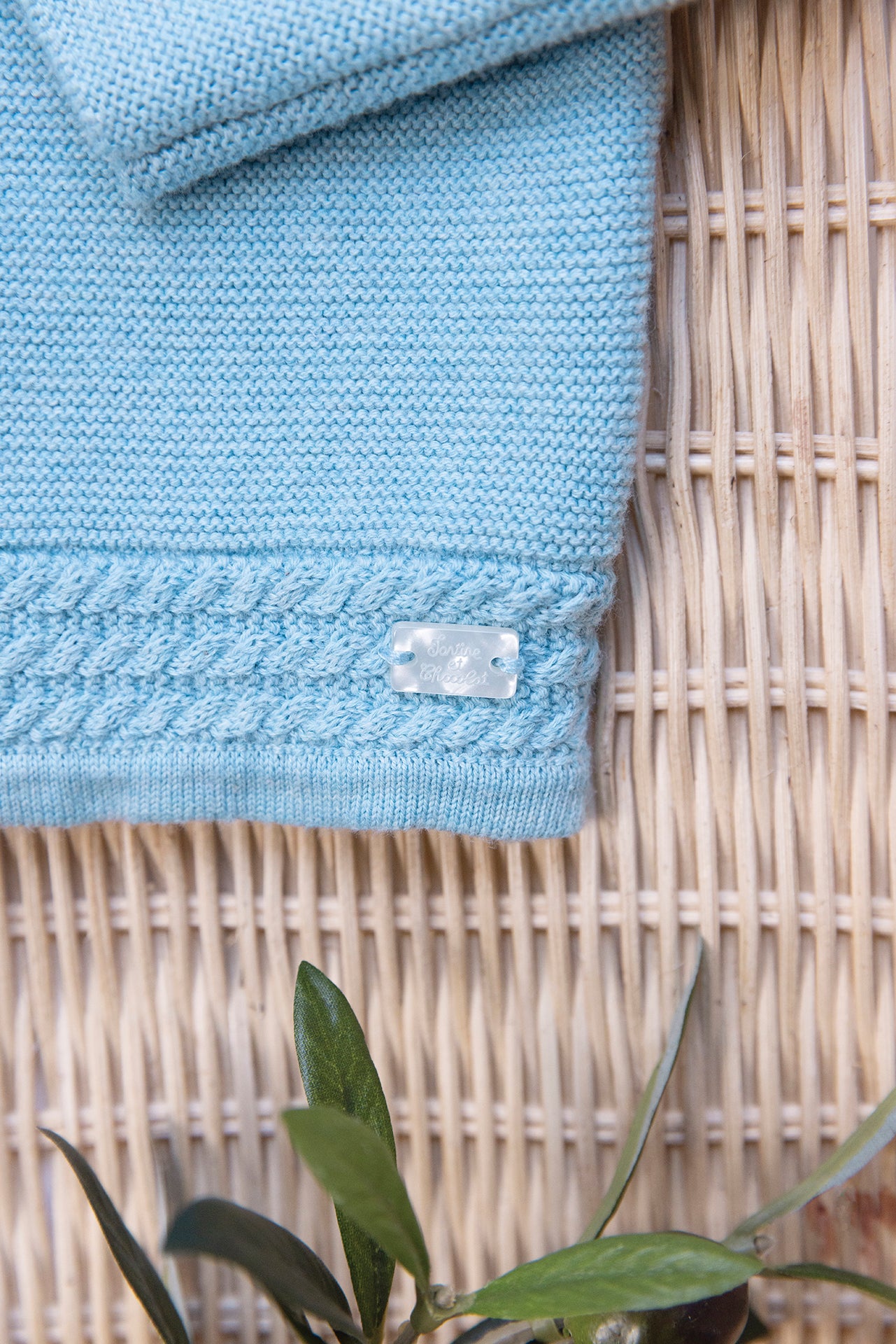 Strickjacke - Blau Horizont-Heide-Baumwolle
