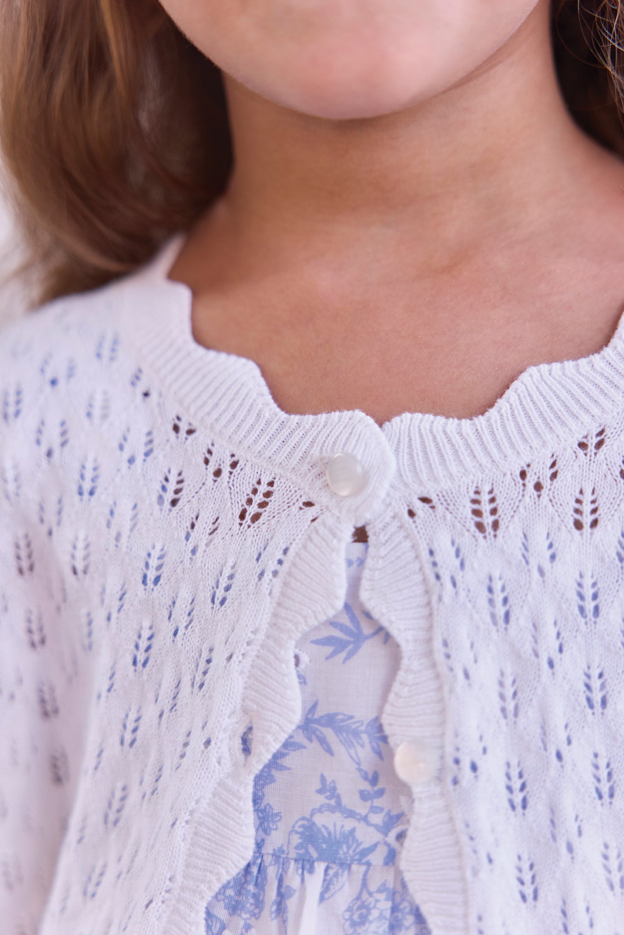 Pullover - Weiss durchbrochene Baumwolle