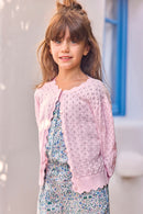 Strickjacke - Rosa durchbrochene Baumwolle