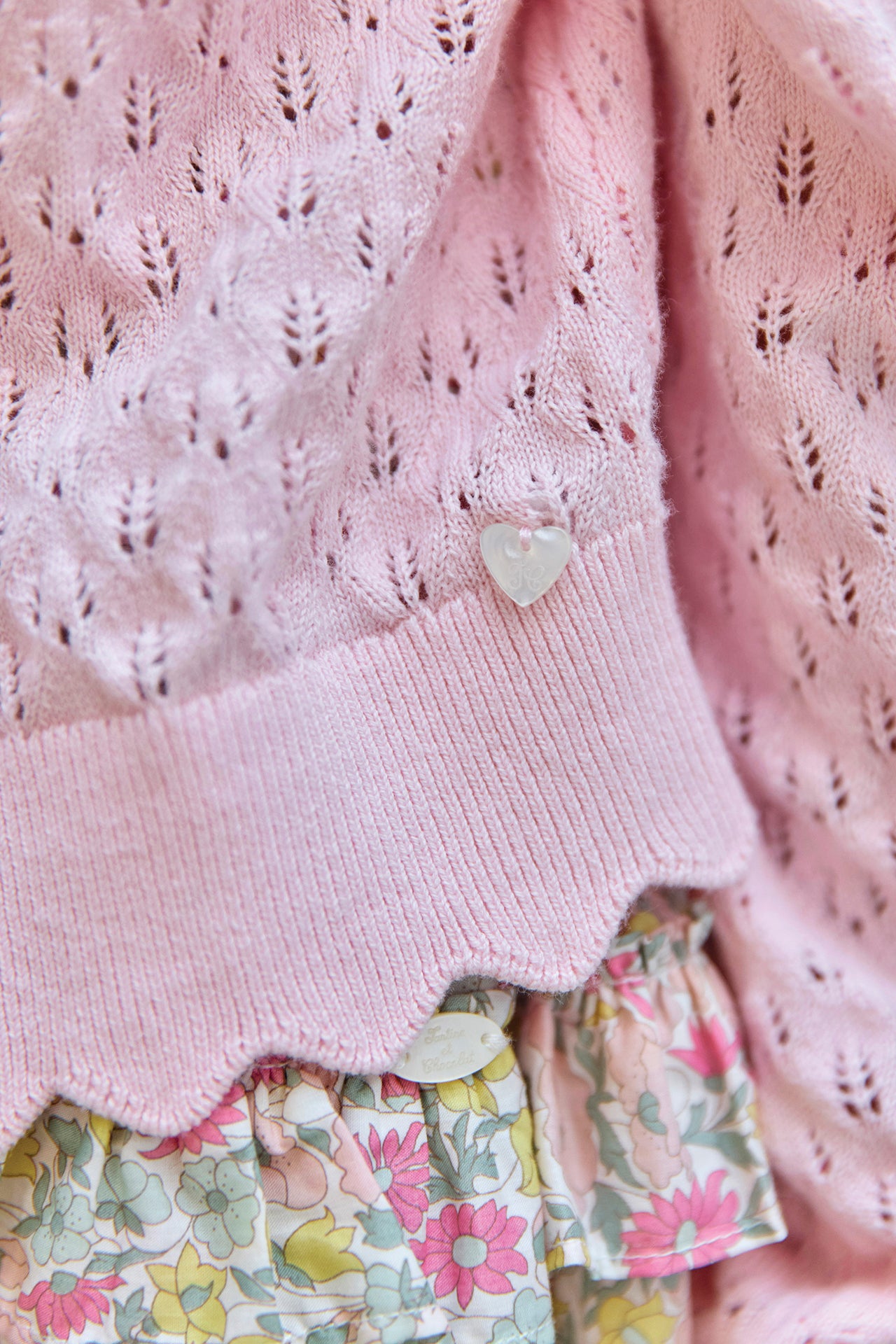 Strickjacke - Rosa durchbrochene Baumwolle