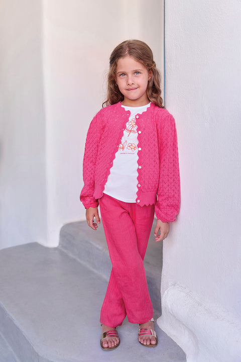 Cardigan - Rosa cotone traforato - Image principale