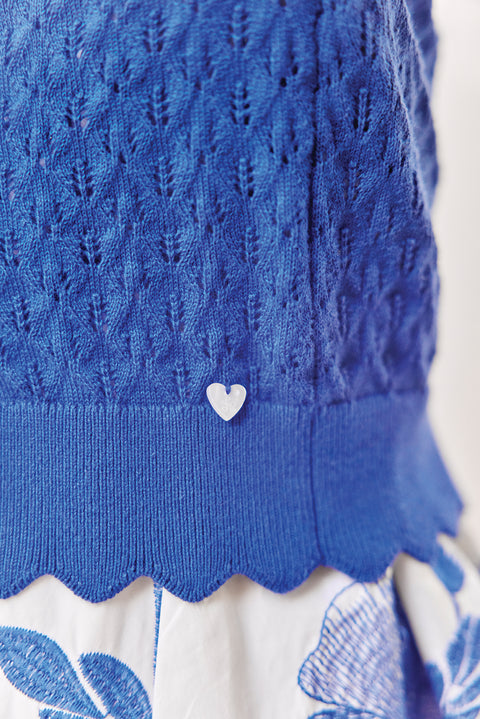 Vest - Blauw elektrisch opengewerkt katoen - Image principale