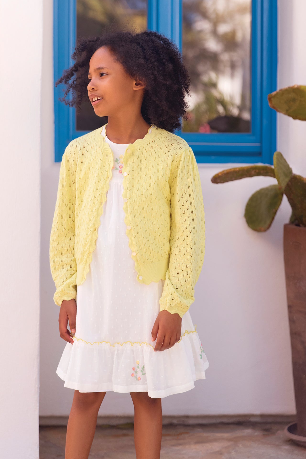 Strickjacke – durchbrochene Baumwolle in Zitrusfrüchten