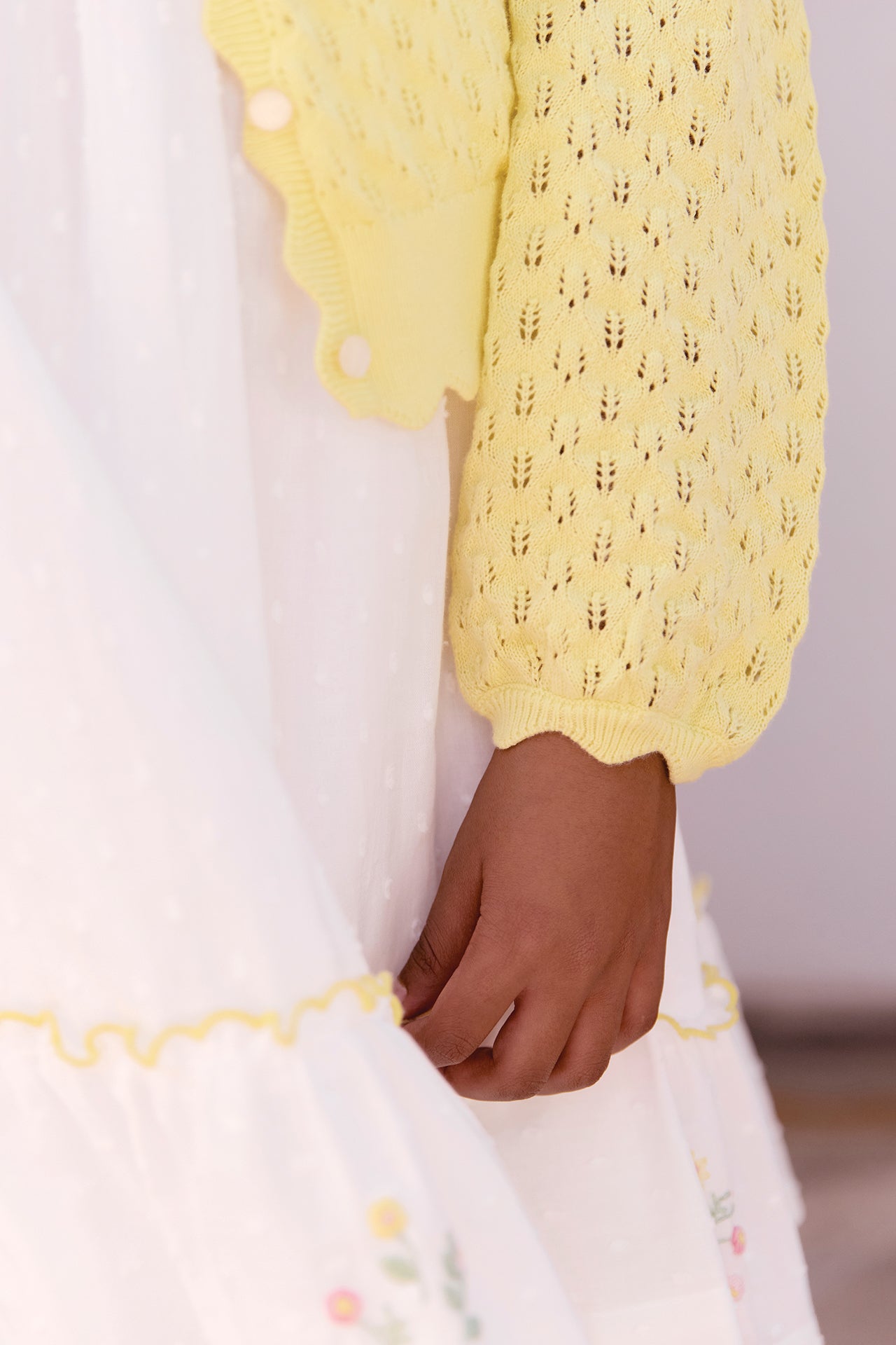 Strickjacke – durchbrochene Baumwolle in Zitrusfrüchten